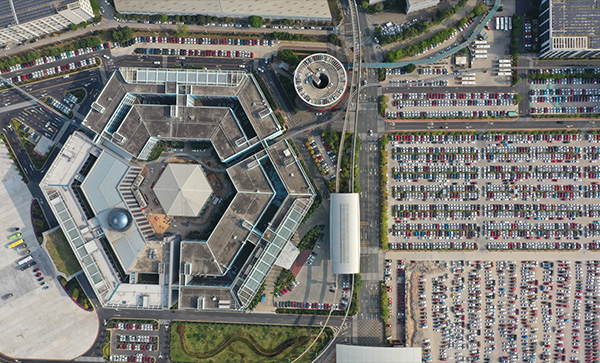 An aerial view of BYD’s headquarters building. Sun Yuchen