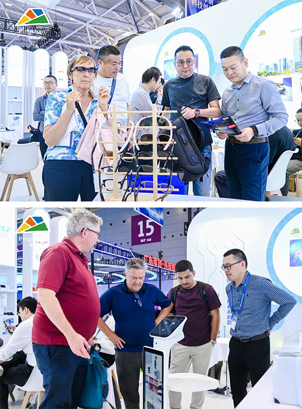 Visitors explore a variety of products at the Pingshan Pavilion. Visitors explore a variety of products at the Pingshan Pavilion.